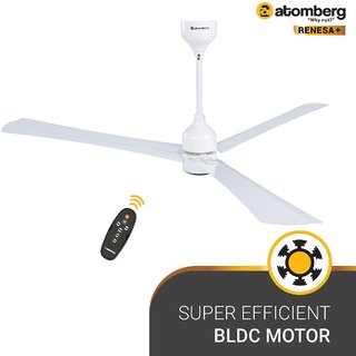 Atomberg Renesa+ 1400mm BLDC motor Energy Saving Anti-Dust Ceiling Fan with Remote Control  Pearl White