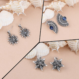 Buy Silver Shine Oxidised Traditional Stud Earrings For Women