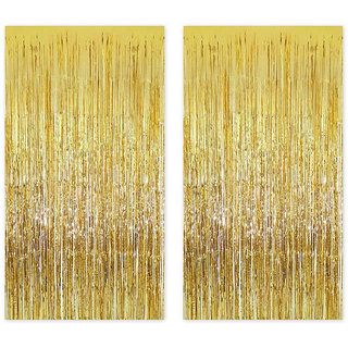                       Hippity Hop Foil Curtains (3 X 6 Feet) - Gold                                              