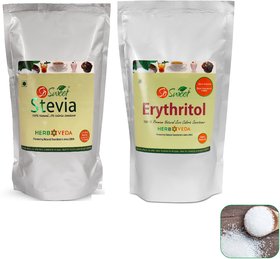 So Sweet Stevia Powder  Erythritol Powder Sugar Free 100 Natural Sweetener (Pack of 2)