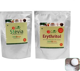 So Sweet Stevia Powder  Erythritol Powder Sugar Free 100 Natural  Sweetener (Pack of 2)