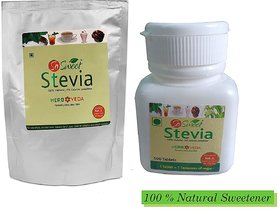 So Sweet Stevia Tablets  Stevia Powder 100 Natural Sweetener - Sugar Free (Pack of 2)