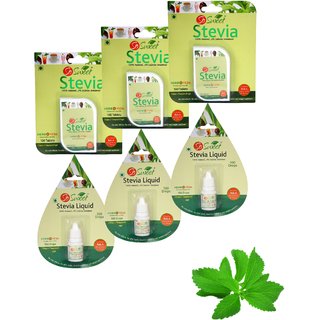 So Sweet Stevia Tablets 300 and Stevia Liquid (300 Drops) 100 Natural Sweetener - Sugar free