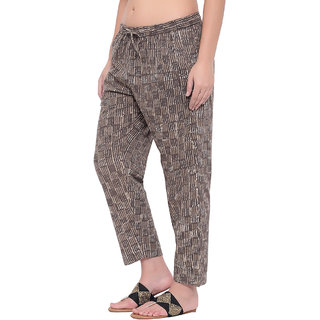                       Brown Patterned Tapered Pant                                              