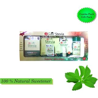 So sweet Stevia Tablets 100, 100g Powder, 50 Sachets and Liquid (100 Drops) Sugar Free - 100 Natural Sweetener