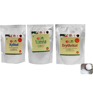 So Sweet Stevia Powder, Erythritol Powder  Xylitol Powder Sugar Free 100 Natural Sweetener (Pack of 3)