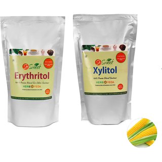 So Sweet Erythritol Powder  Xylitol Powder  Sugar Free 100 Natural Sweetener (Pack of 2)