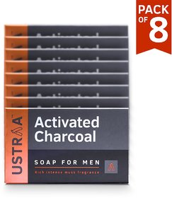 Ustraa Deo Soap For Men With Activated Charcoal,(8 x 100 g)