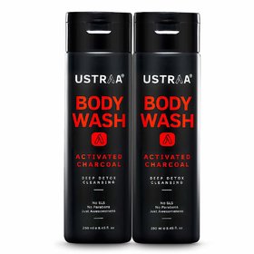 Ustraa Body Wash - Activated Charcoal - 250 ml - (Pack of 2)