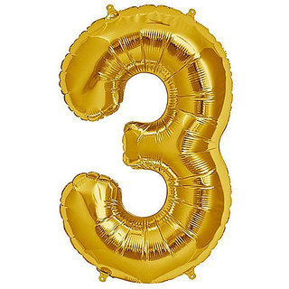                       40 inch Numerical 3  Gold Balloon for birthday, baby shower                                              