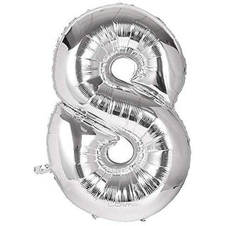                       16 inch Numerical 8 Silver Balloon for baby shower, birthday.                                              