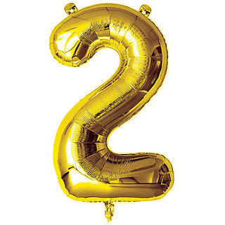                       16 inch Numerical 2 Gold Balloon for baby shower, birthday.                                              