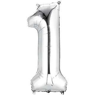                       40 inch Numerical 1  Silver Balloon for birthday, baby shower                                              