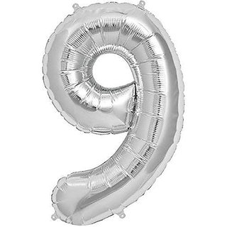                       40 inch Numerical 9 Silver Balloon for birthday, baby shower                                              