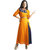 Asti Twam Fashion Tumeric Yellow and Royal Blue Cotton muslin and Printed cotton Designer Kurti