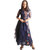 Asti Twam Fashion Royal Blue Cotton Muslin, Organza and Printed Lycra fabric Designer Gown