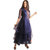 Asti Twam Fashion Royal Blue Cotton Muslin, Organza and Printed Lycra fabric Designer Gown