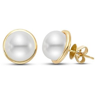 Natural Lab certified Stone Gold Plated Pearl Earring by Ceylonmine Natural Lab certified Stone Gold Plated Pearl Earring by Ceylonmine