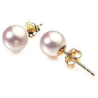                       Lab Certified Pearl Unheated & Natural Gold Plated Earring by Ceylonmine                                              