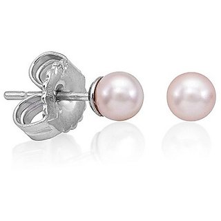                       Natural Stone Silver Pearl Earring  by Ceylonmine                                              