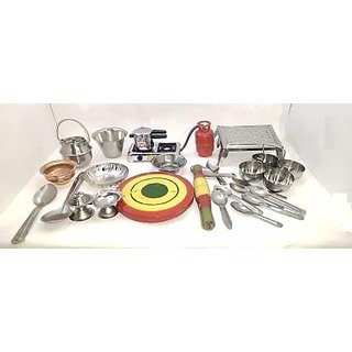 Buy Universal Mini Stainless Steel Utensils Non Toxic Indian Kitchen Set Great Kitchen Toys For Girls Online 470 From Shopclues