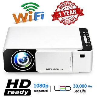 2022 New Edition LED Projector 1080p Full HD T6 Mini Portable - Supports Wifi, HDMI,VGA,AV IN,USB, Miracast/Airplay