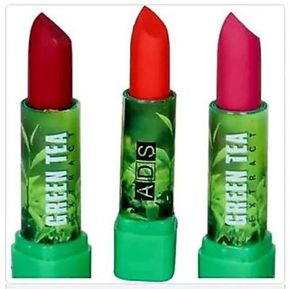 Pack of 3 Green Tea Extract Matte Lipstick by ADS