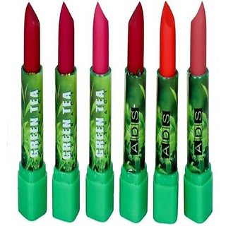 Pack Of 6 ADS Green tea extract based Multicolor lipstick 1.5 g Each