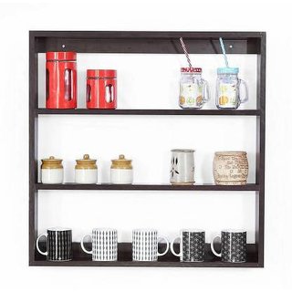                       onlinecraft iron wall shelf (2895) brown kitchen cabinet                                              