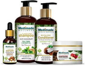 Medimade Anti Dandruff Shampoo + Coconut Conditioner + Hair Growth Serum And Apple Cider Hair Mask
