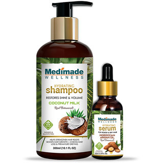                       Medimade Coconut Milk Shampoo And Hair Growth Serum 330 g (Pack of 2)                                              