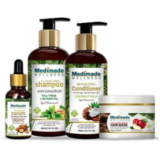                       Medimade Anti Dandruff Shampoo + Coconut Conditioner + Hair Growth Serum And Apple Cider Hair Mask                                              