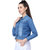 BuyNewTrend Solid Light Blue Denim Jacket For Women