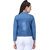 BuyNewTrend Solid Light Blue Denim Jacket For Women