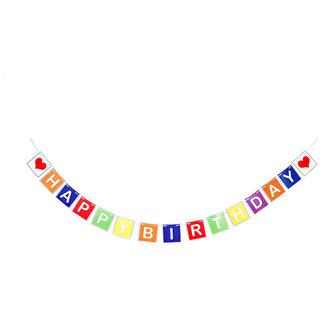                       Hippity HopHappy Birthday Banner Bunting Flag  Multicolour (Pack Of 1)                                              