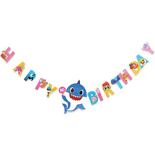                       HIPPITY HOP Baby Shark Birthday Party Banner (BLUE)                                              