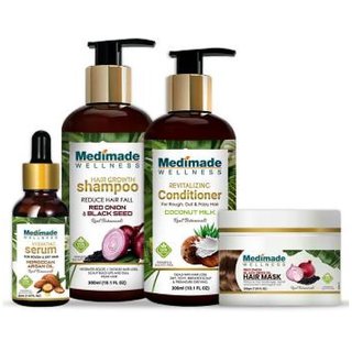Medimade Red Onion Shampoo + Conditioner + Serum And Red Onion Hair Mask