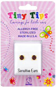 Studex Tiny Tips Prong Setting Februar Amethyst 3MM gold plated Ear Studs For Kids