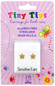 Studex Tiny Tips Gold Plated 4MM Starlite April Crystal Ear Studs For Kids