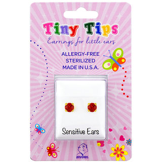Studex Tiny Tips Gold Plated Tiffany 3MM -July Ruby Ear Studs For Kids
