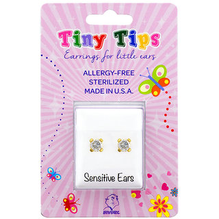 Studex Tiny Tips Gold Plated Tiffany 3MM Cubic Zirconia Ear Studs For Kids