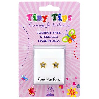 Studex Tiny Tips Gold Plated 4MM Starlite April Crystal Ear Studs For Kids