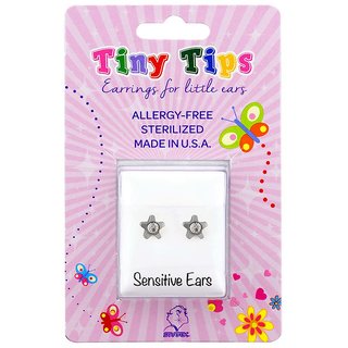 Studex Tiny Tips Stainless Steel 4MM Starlite April Crystal Ear Studs For Kids