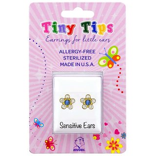                       Studex Tiny Tips Gold Plated Daisy April Crystal- September Sapphire Ear Studs For Kids                                              