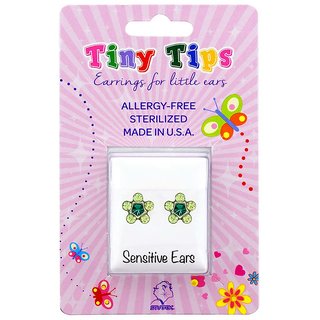                       Studex Tiny Tips Stainless Steel Daisy August Peridot  May Emerald Ear Studs For Kids                                              