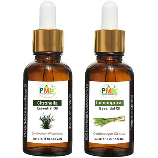                       PMK Pure Natural Mosquito Repellent Citronella Oil  Lemongrass Essential Oil (Each 15ML)                                              