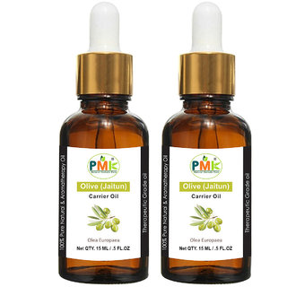                       PMK Pure Natural Olive Extra Virgin Cold Pressed Carrier Oil (15ML Pack of 2)                                              