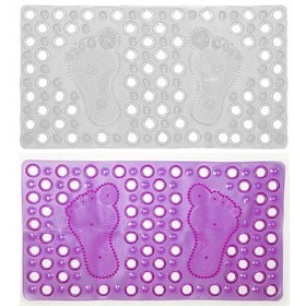 Winner Large Indoor Bath Mat Non Slip Rectangular PVC Floor Bath Mat(70 L cm x 38 W cm)(Set of Two) (purple  white)