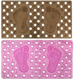 Winner Large Indoor Bath Mat Non Slip Rectangular PVC Floor Bath Mat(70 L cm x 38 W cm)(Set of Two) (pink  dark brown )