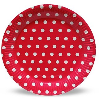                       Hippity Hop White And Red Polka Dot Design Tableware Pack Of 10                                              